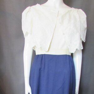 SALE Vintage Two Piece Set Long Dress Eyelet Bolero House of Bianchi
